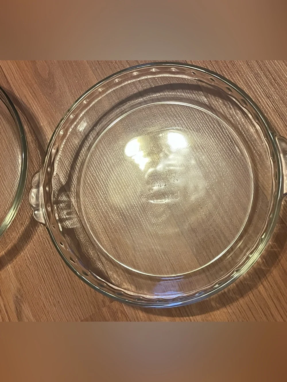 Vintage Pyrex Set of 2 Crimp Edge Clear Glass 9.5 Round Baking Dish